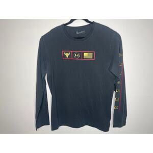 Under Armour Project Rock T-shirt Respect Loose HeatGear L/S Black Size XL
